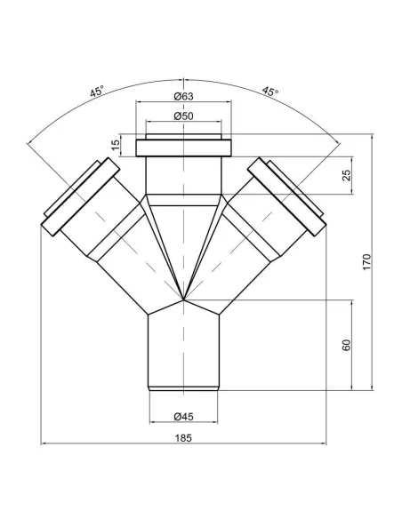 Хрестовина для внутрішньої каналізації TA Sewage 50 х 50 х 50 х 50 х 45 - 2