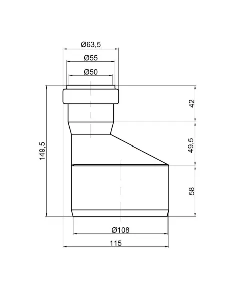 Редукція для внутрішньої каналізації TA Sewage пряма 110 х 50 мм - 2