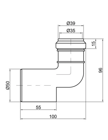 Редукція для внутрішньої каналізації TA Sewage кутова 50 х 32 мм - 2