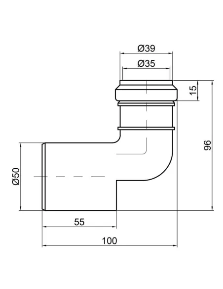 Редукція для внутрішньої каналізації TA Sewage кутова 50 х 32 мм - 2