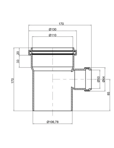 Тройник для внутренней канализации TA Sewage 110 х 50 х110 х 90 - 2