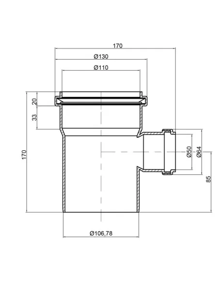 Тройник для внутренней канализации TA Sewage 110 х 50 х110 х 90 - 2