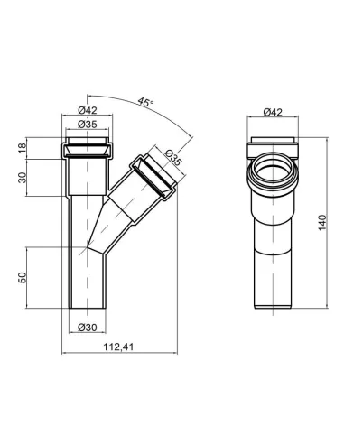 Тройник для внутренней канализации TA Sewage 32 х 32 х 32 х 45 - 2