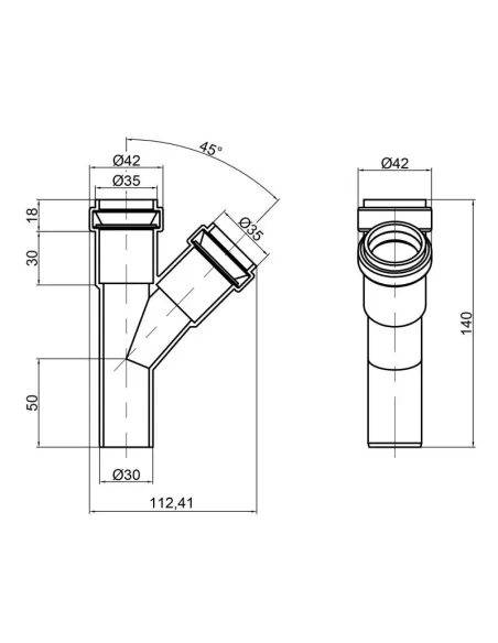 Тройник для внутренней канализации TA Sewage 32 х 32 х 32 х 45 - 2