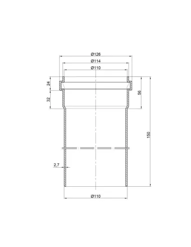 Труба для внутрішньої каналізації TA Sewage 110 х 2,7 довжина 150 мм - 2