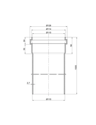 Труба для внутрішньої каналізації TA Sewage 110 х 2,7 довжина 1500 мм - 2