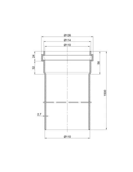 Труба для внутрішньої каналізації TA Sewage 110 х 2,7 довжина 1500 мм - 2