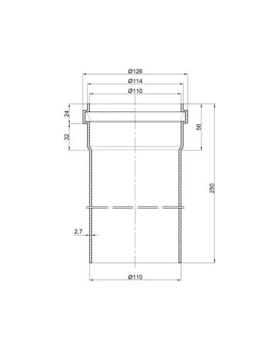 Труба для внутренней канализации TA Sewage 110 х 2,7 длина 250 мм - 2