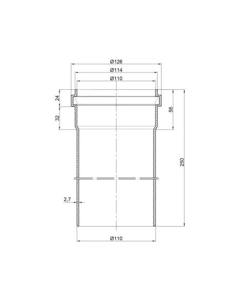 Труба для внутренней канализации TA Sewage 110 х 2,7 длина 250 мм - 2