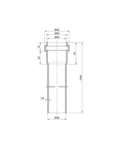 Труба для внутренней канализации TA Sewage 32 х 1,8 длина 1500 мм - 2
