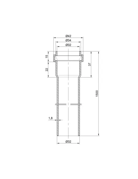 Труба для внутренней канализации TA Sewage 32 х 1,8 длина 1500 мм - 2
