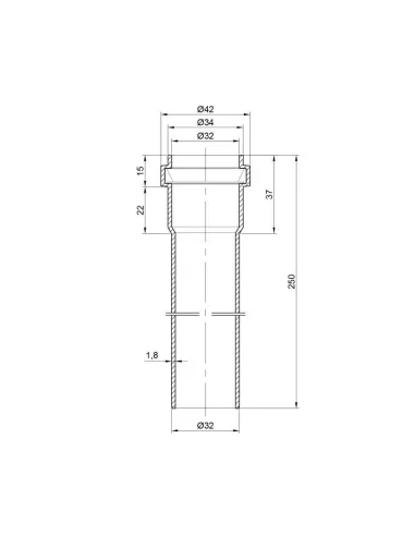 Труба для внутрішньої каналізації TA Sewage 32 х 1,8 довжина 250 мм - 2