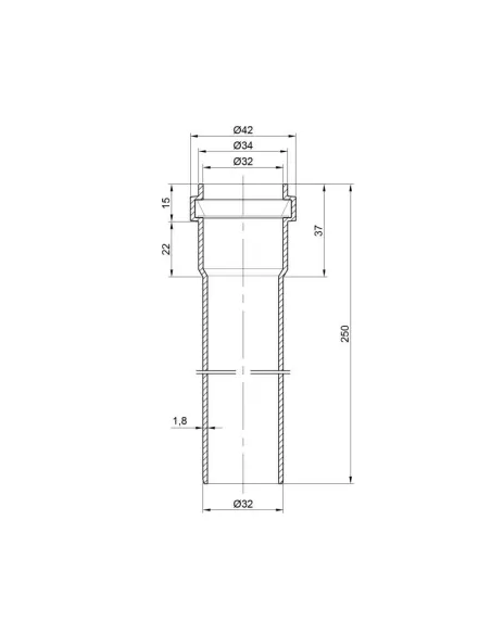 Труба для внутрішньої каналізації TA Sewage 32 х 1,8 довжина 250 мм - 2