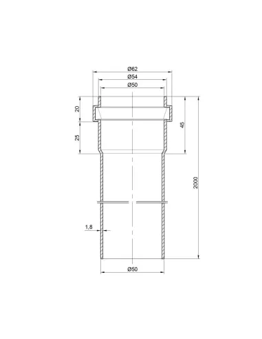 Труба для внутрішньої каналізації TA Sewage 50 х 2 довжина 2000 мм - 2