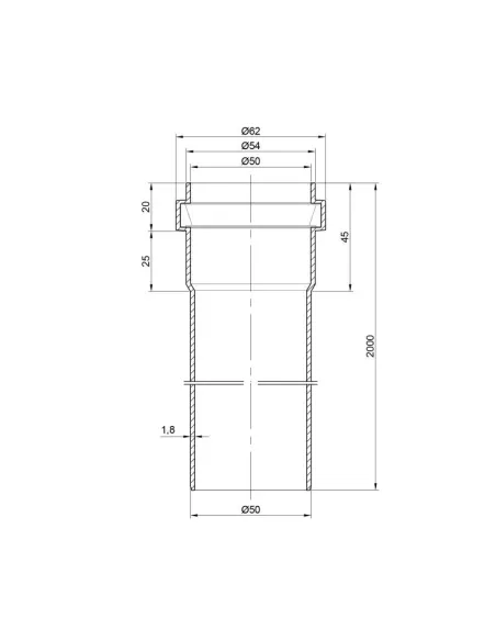 Труба для внутрішньої каналізації TA Sewage 50 х 2 довжина 2000 мм - 2