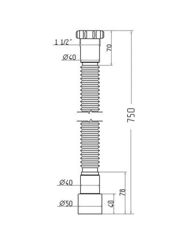 Гофра з накидною гайкою Waterstal АС-1013 1 1/2 дюйма, 750 мм - 2