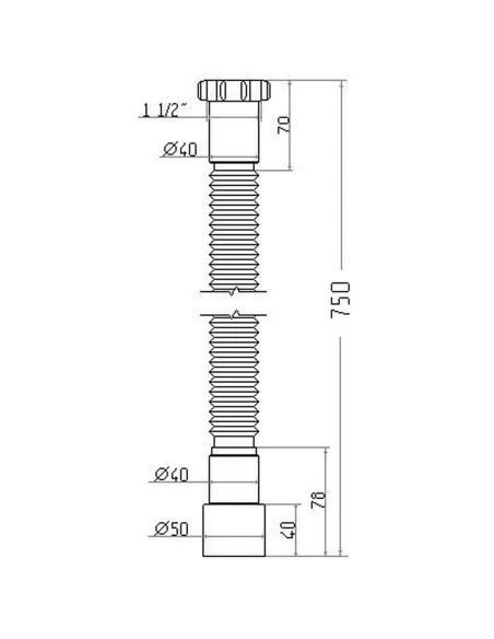 Гофра з накидною гайкою Waterstal АС-1013 1 1/2 дюйма, 750 мм - 2