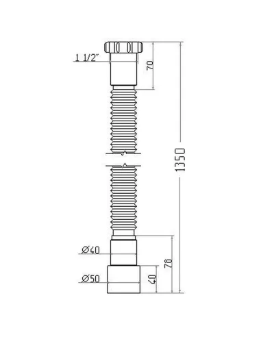 Гофра з накидною гайкою Waterstal АС-10132 1 1/2 дюйма, 1350 мм - 2