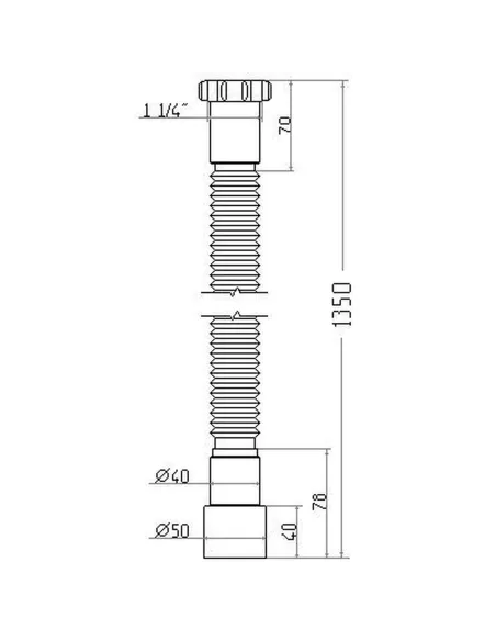 Гофра с накидной гайкой Waterstal АС-10152 1 1/4 дюйма, 1350 мм - 2