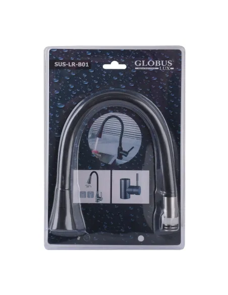 Излив гибкий для смесителя Globus Lux SUS-LR-B01, черный с душевой насадкой - 1