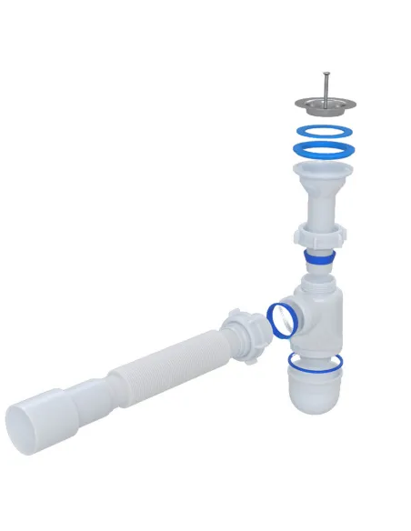 Сифон для умивальника Waterstal А-32019 з гнучкою гофрою, 1 1/2 дюйма - 2