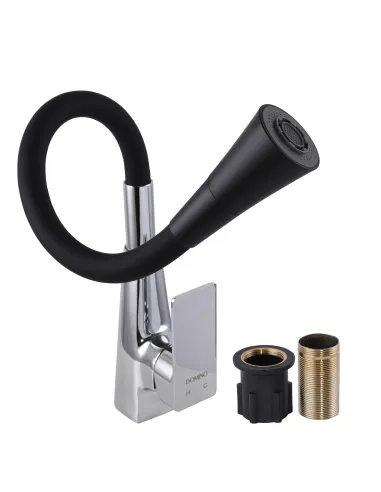 Смеситель для кухни Domino Dionis DDD-203SM-00 хром, черный гофроизлив - 6