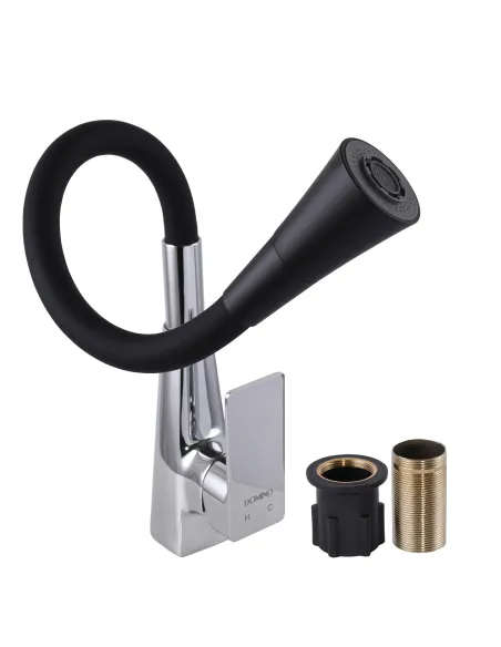 Смеситель для кухни Domino Dionis DDD-203SM-00 хром, черный гофроизлив - 6