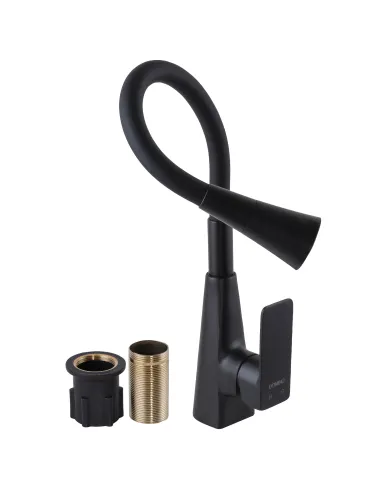 Змішувач для кухні Domino Dionis DDD-203SM-BB чорний, гофровилив - 3