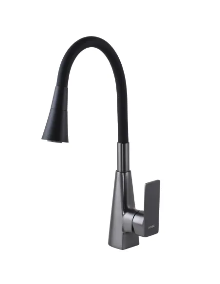 Смеситель для кухни Domino Dionis DDD-203SM-GP графит, черный гофроизлив - 1