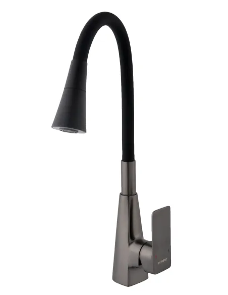Смеситель для кухни Domino Dionis DDD-203SM-GP графит, черный гофроизлив - 2