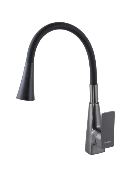 Смеситель для кухни Domino Dionis DDD-203SM-GP графит, черный гофроизлив - 3