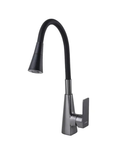 Смеситель для кухни Domino Dionis DDD-203SM-GP графит, черный гофроизлив - 4