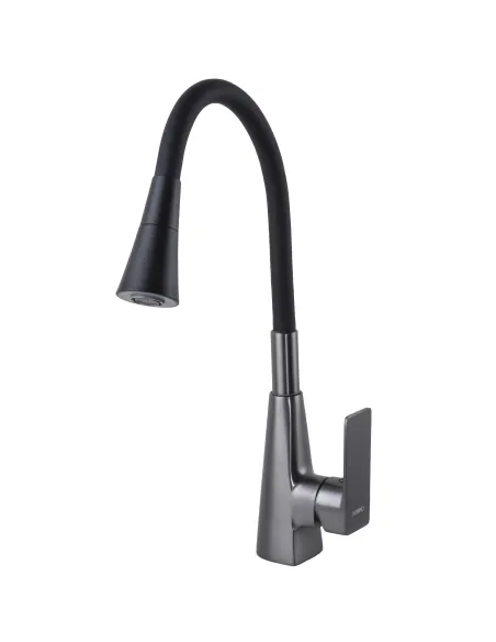 Смеситель для кухни Domino Dionis DDD-203SM-GP графит, черный гофроизлив - 4