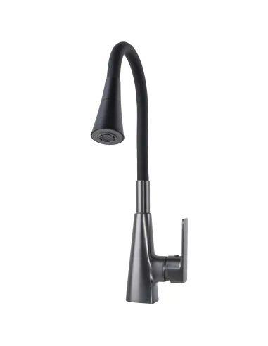 Смеситель для кухни Domino Dionis DDD-203SM-GP графит, черный гофроизлив - 5