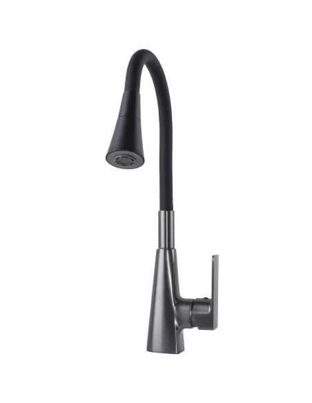 Смеситель для кухни Domino Dionis DDD-203SM-GP графит, черный гофроизлив - 5