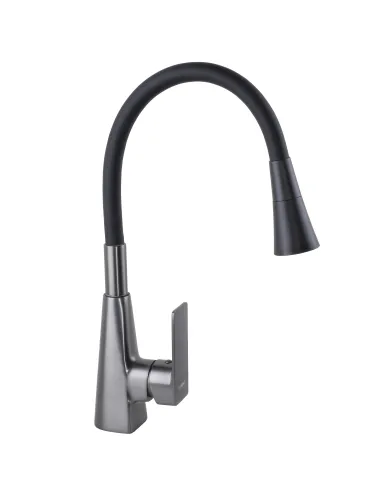 Смеситель для кухни Domino Dionis DDD-203SM-GP графит, черный гофроизлив - 6