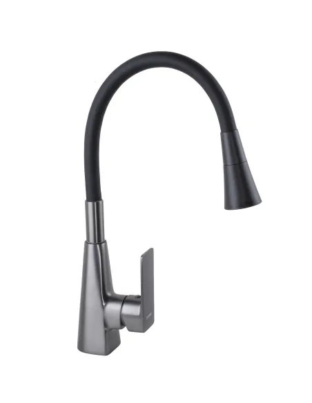 Смеситель для кухни Domino Dionis DDD-203SM-GP графит, черный гофроизлив - 6