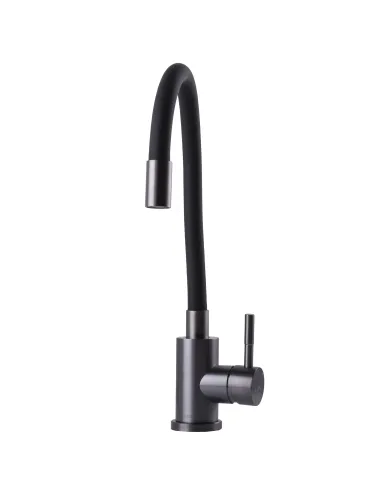 Змішувач для кухні Globus Lux Alpen SBT1-203SB-GP нержавіюча сталь, чорний гофровилив - 5