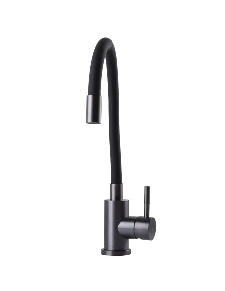 Змішувач для кухні Globus Lux Alpen SBT1-203SB-GP нержавіюча сталь, чорний гофровилив - 5