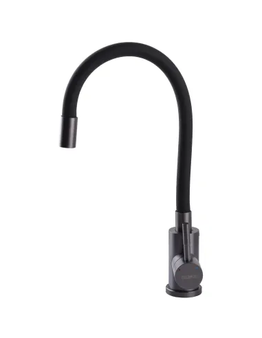 Змішувач для кухні Globus Lux Alpen SBT1-203SB-GP нержавіюча сталь, чорний гофровилив - 6