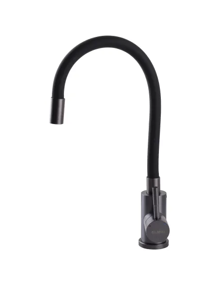 Змішувач для кухні Globus Lux Alpen SBT1-203SB-GP нержавіюча сталь, чорний гофровилив - 6