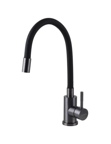 Змішувач для кухні Globus Lux Alpen SBT1-203SB-GP нержавіюча сталь, чорний гофровилив - 8