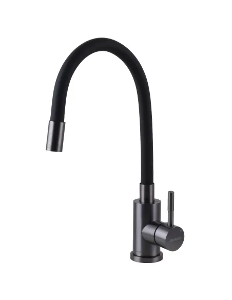 Змішувач для кухні Globus Lux Alpen SBT1-203SB-GP нержавіюча сталь, чорний гофровилив - 8