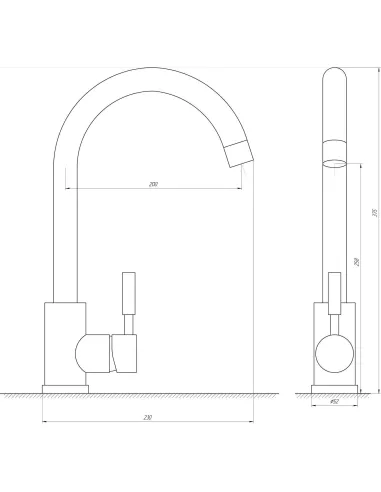 Смеситель для кухни Globus Lux Alpen SBT1-203S-GP нержавеющая сталь, графит - 7