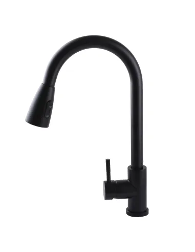 Смеситель для кухни с выдвижным изливом Globus Lux Alpen SBT1-2031-BB нержавеющая сталь, черный - 2