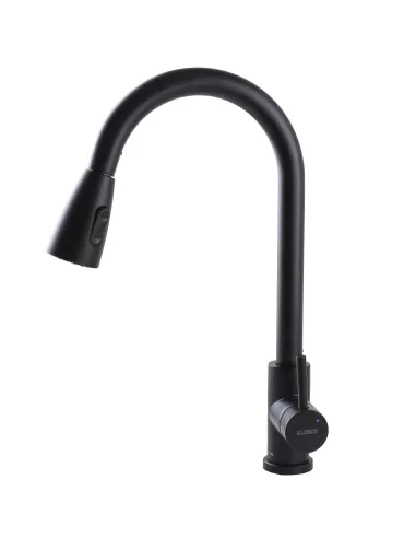 Смеситель для кухни с выдвижным изливом Globus Lux Alpen SBT1-2031-BB нержавеющая сталь, черный - 3