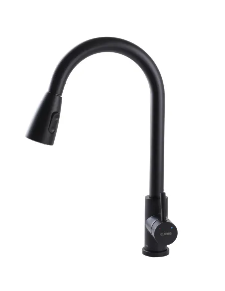 Смеситель для кухни с выдвижным изливом Globus Lux Alpen SBT1-2031-BB нержавеющая сталь, черный - 3