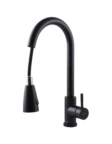 Смеситель для кухни с выдвижным изливом Globus Lux Alpen SBT1-2031-BB нержавеющая сталь, черный - 5