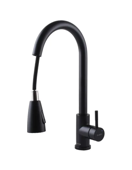 Смеситель для кухни с выдвижным изливом Globus Lux Alpen SBT1-2031-BB нержавеющая сталь, черный - 5