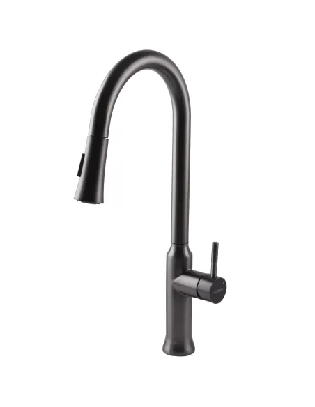 Смеситель для кухни с выдвижным изливом Globus Lux Alpen SBT1-2033-GP нержавеющая сталь, графит - 1